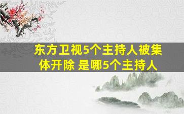 东方卫视5个主持人被集体开除 是哪5个主持人